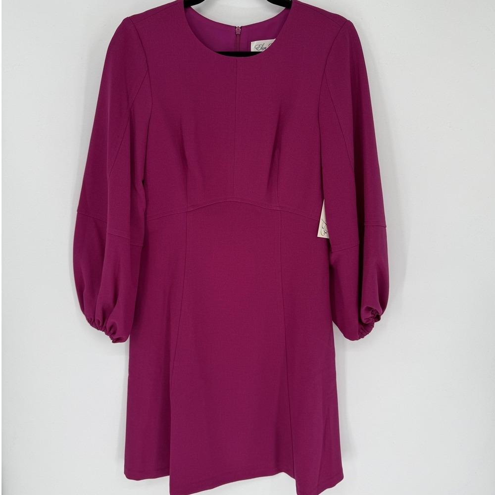 Eliza J Dress Women 8 Magenta Balloon Sleeve Pockets Flirty Glam Modest
